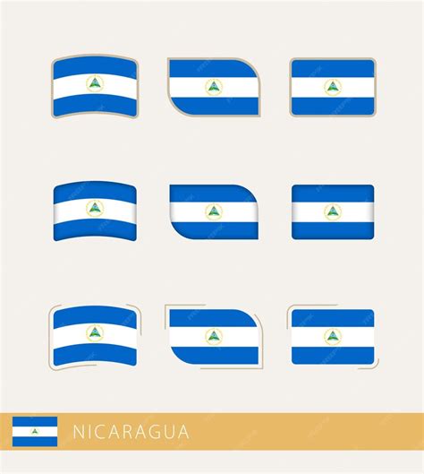 Vector Bandeiras Da Coleção Da Nicarágua De Bandeiras Da Nicarágua Vetor Premium