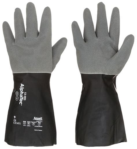 ALPHATEC CHEMICAL RESISTANT GLOVES 17 MIL 13 IN LENGTH BLACK GREY