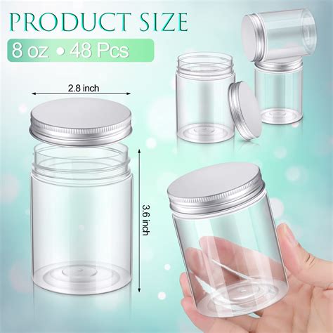 Snapklik Aoriher 48 Pcs 8 Oz Clear Plastic Jars Containers