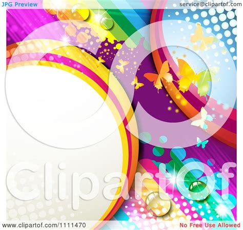 Clipart Background Of Butterflies And A Rainbow 7 Royalty Free Vector