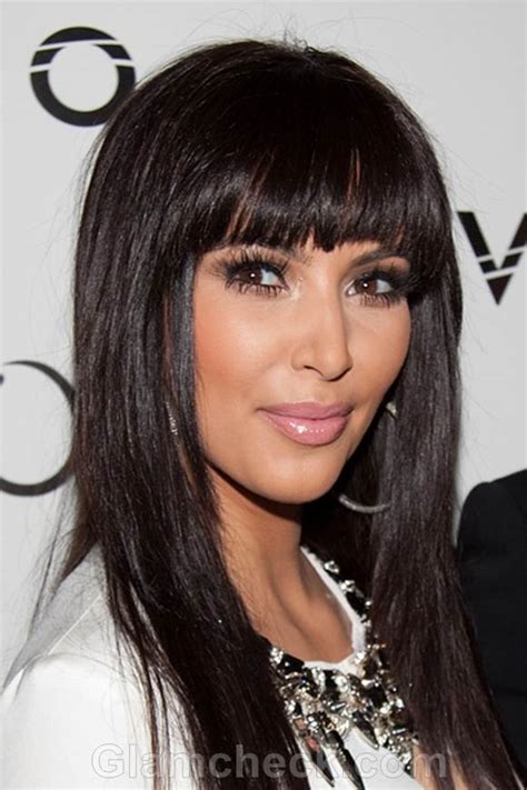 Kim Kardashian Sports Sexy New Haircut For 2012 Blunt Bangs