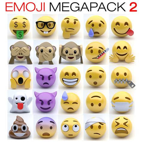 D Model Emoji Pack Vr Ar Low Poly Cgtrader