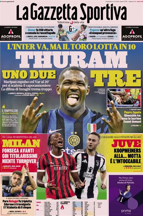 Todays Papers Thuram Hat Trick Hero Juve For The Title Juric At