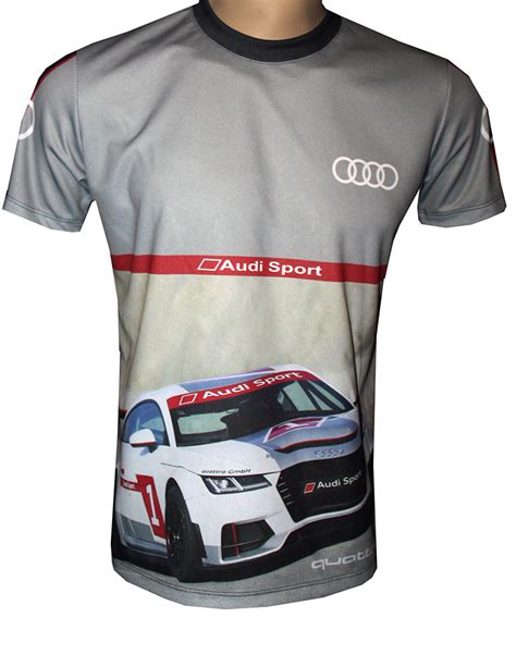 Audi Sport T Shirt With Logo And All Over Printed Picture T Shirts With All Kind Of Auto Moto