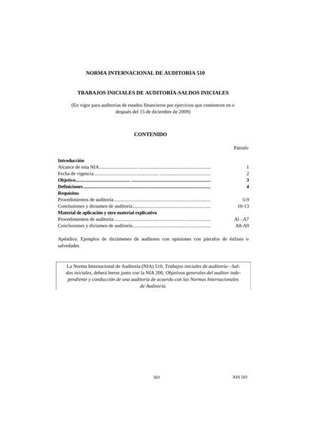 PDF 25 NORMA INTERNACIONAL DE AUDITORÍA 510 DOKUMEN TIPS