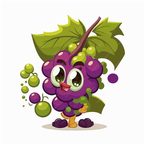 Vector cute grape cartoon style | Premium AI-generated vector