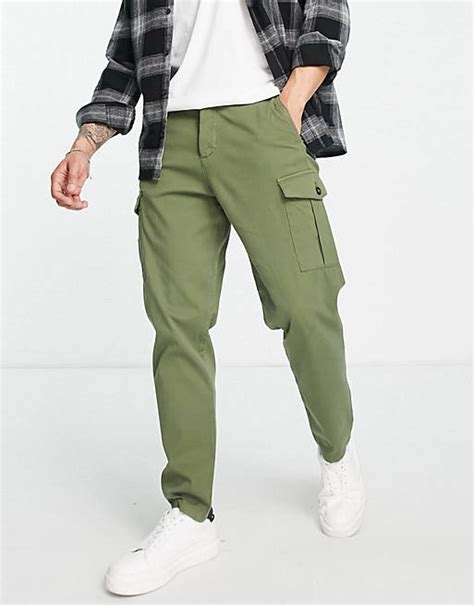 Selected Homme Slim Tapered Cargo Pants In Khaki Green Asos