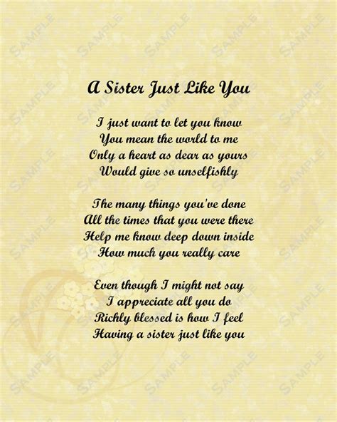 Items Similar To Sister Love Poem 8 X 10 Print Digital Instant Download