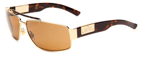 Gucci Rectangular Sunglasses In Brown For Men Gold Frame Brown Polarized Lens Lyst