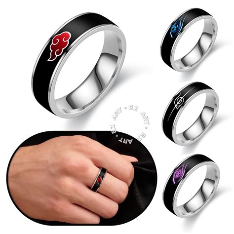 Naruto Sharingan Anime Cosplay Ring Akatsuki Logo Stainless Steel