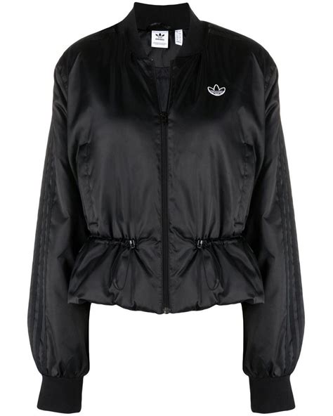 adidas Cotton Drawstring Bomber Jacket in Black - Lyst