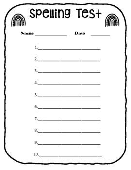 Boho Rainbow Spelling Test 10 Word Template By Teaching And Two Stepping