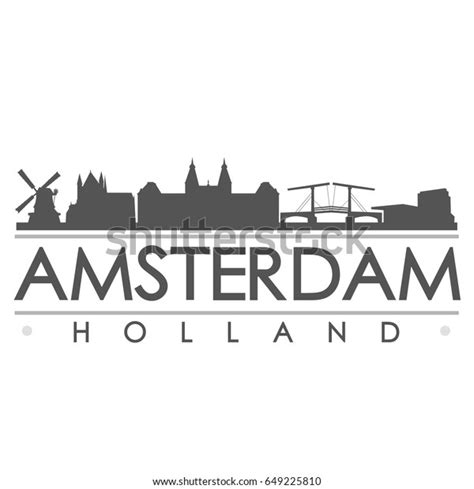 Amsterdam Holland Skyline Silhouette Design City Stock Vector Royalty