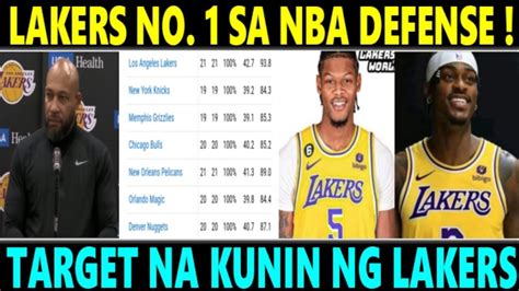 Breaking Lakers Naka Jackpot Angat Sa Top Sa Nba Defensive Ratings