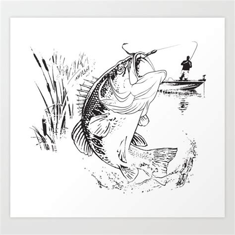 Largemouth Bass Fishing Drawings