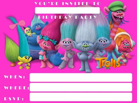 FREE Printable Trolls Invitation Template | Dolanpedia | Printable ...