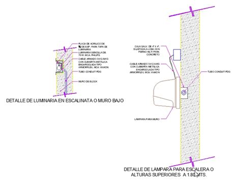 Detalle De Luminarias En Muros En Autocad Cad Kb Bibliocad