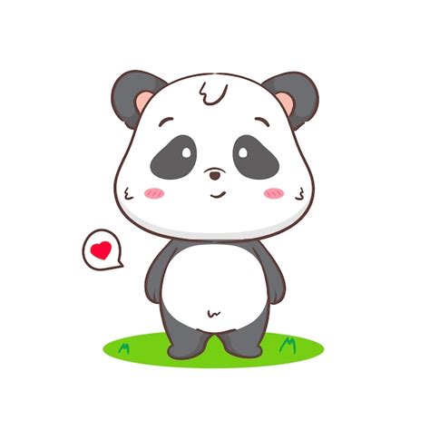 Lindo Panda De Pie Personaje De Dibujos Animados Kawaii Adorable Dise O