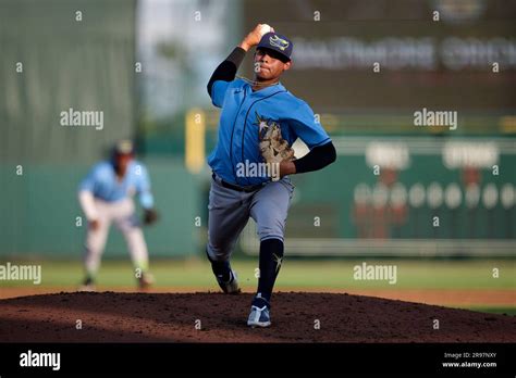 Fcl Rays Pitcher Santiago Suarez 91 During An Milb Florida Complex League Baseball Game