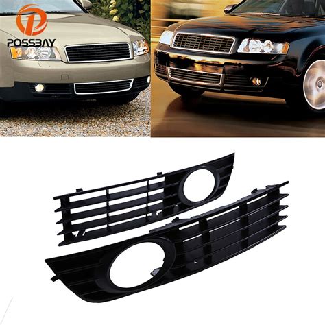 Possbay Front Bumper Lower Grille Grill Fog Lights Hole Cover For Audi