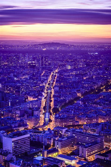 Drxgonfly, Aerial view of Paris cityscape at night, Paris,...