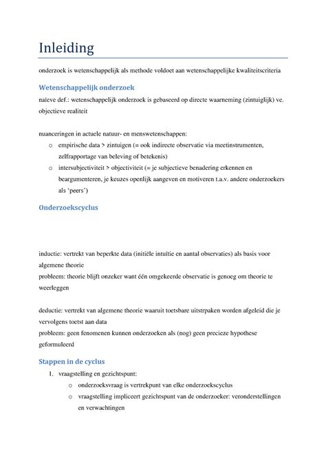 Cva Samenvatting Inleiding Onderzoek Is Wetenschappelijk Als Methode