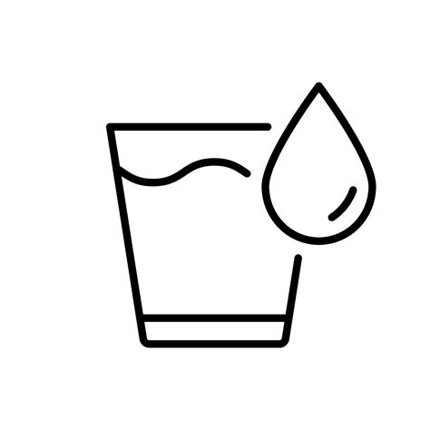 Glass Of Water With Drop Line Icon Drinking Glass Outline Pictogram