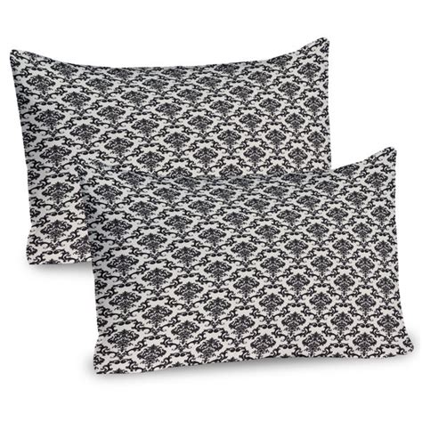 Ambesonne Damask Pillow Sham 2 Pack Classic Victorian PrintBeige Black