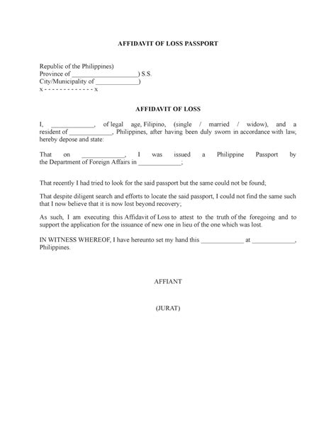 Affidavit Of Loss Passport Passport Affidavit Free Porn Sex Picture