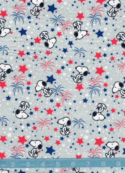 Patriotic Peanuts Snoopy Fireworks Stars Quilt Cotton Patriotic