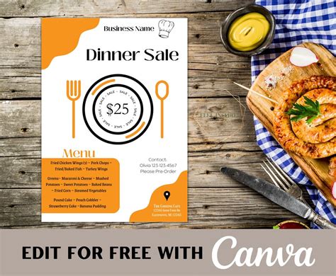 Food Flyer Canva Template Dinner Sale Small Business Advertisement