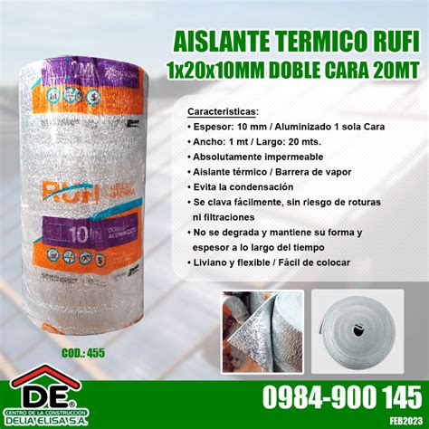 AISLANTE TERMICO RUFI 1 X 20 X 10 MM DOBLE CARA 20MT Delia Elisa S A