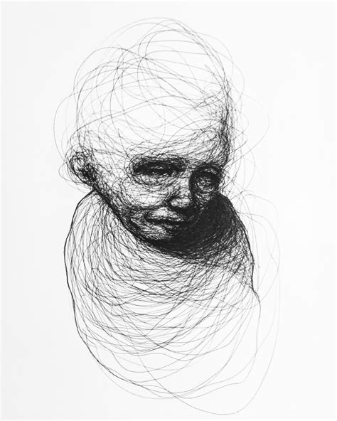 Adam Riches Ballpoint Pen On Paper Portraiture Art Scribble Art