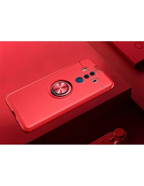 Coque Huawei Silicone Pour Mate 10 Pro Avec Anneau En Metal Rouge