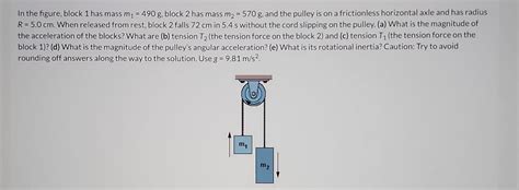 Solved In The Figure Block 1 Has Mass M1 490 G Block 2 Has Chegg