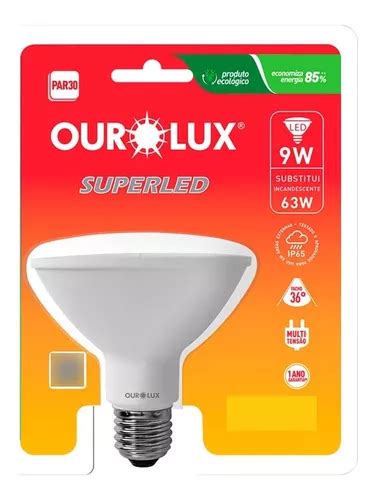 Kit 5 Lâmpadas Led 9w Par30 Luz Branca Morna 3000k Ourolux Frete grátis