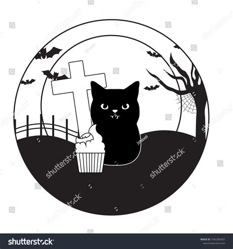 Scene Cat Black Icons Halloween Vector Stock Vector (Royalty Free