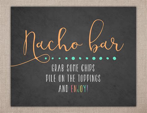 Nacho Bar Sign Printable Nacho Bar Signage Fiesta Shower Etsy