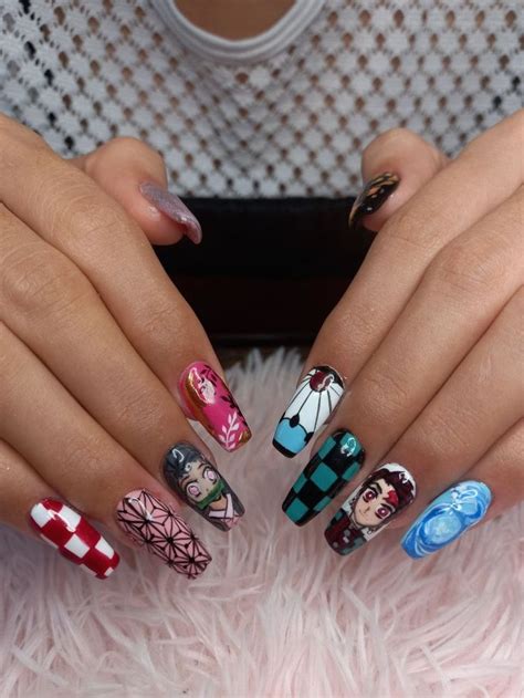 Kimetsu No Yaiba In Winter Nails Acrylic Halloween Nail Art