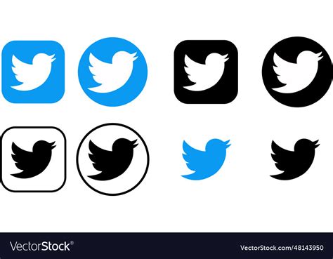 Set of twitter bird logo icons group realistic Vector Image