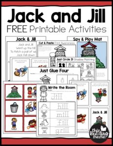 Printable Jack and Jill Nursery Rhyme Activities - This Reading Mama