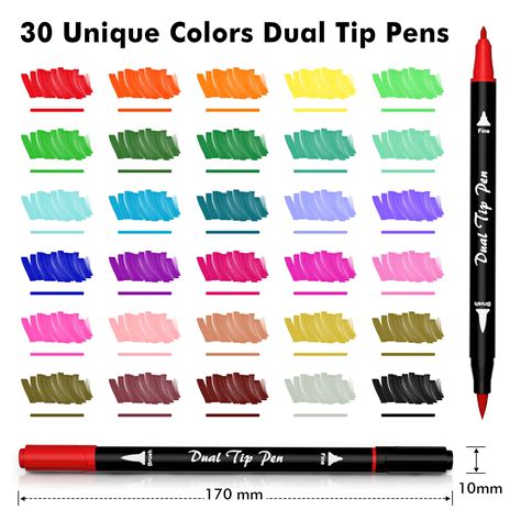 Shuttle Art Dual Tip Brush Pens Art Markers, 30 Colors Dual Tip ...