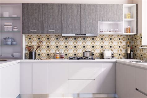 Porcelain Multicoloured Matte Kitchen Tile Design | Livspace