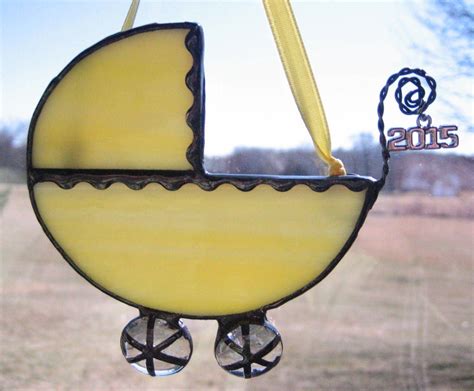 Yellow Baby Carriage Ornament Babys First Christmas Ornament Tiffany