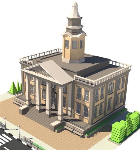 Courthouse House 3d Model City Layout Building