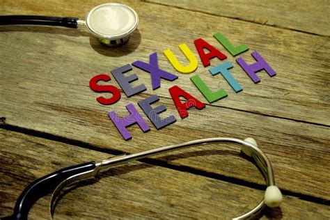 Word Sexual Health Colorful Wooden Alphabet Letters Set And Stethoscope On Wooden Background