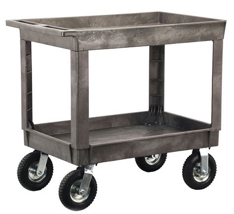 GRAINGER APPROVED Utility Cart with Deep Lipped Plastic Shelves, 500 lb ...