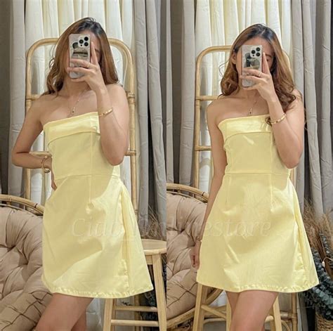 Pastel Yellow Linen Mini Dress, Women's Fashion, Dresses & Sets, Dresses on Carousell