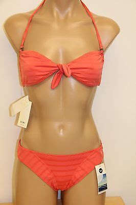 NWT Roxy Swimsuit 2pc Bikini Set Sz S M COB Front Tie Bra EBay