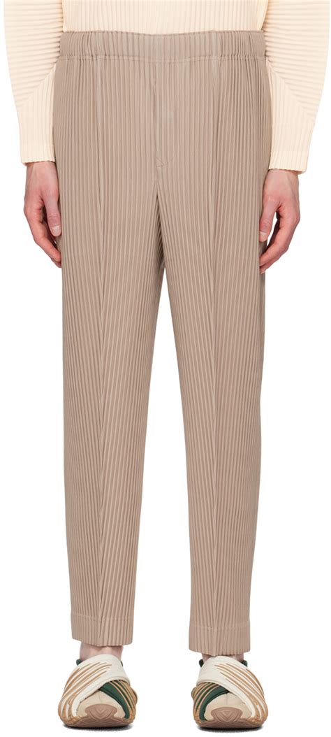 Homme Plissé Issey Miyake Pantalon plissé Bottoms 1 beige SSENSE France